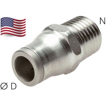 Push-in fittings, NPT thread, Stainless Steel