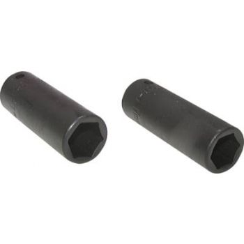 Long power sockets for impact screwdrivers