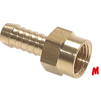 Screw-on hose nozzles with metric thread (fixed female thread), PN 16