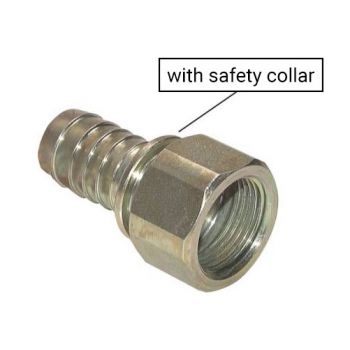Screw-on hose nozzles with safety collar (fixed female threads)