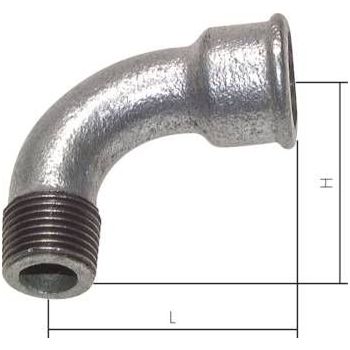 Screw-in elbow 90° with female and male thread, PN 25