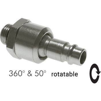 Swivel joints with male and female threads 360° rotatable, for slow rotatory movements