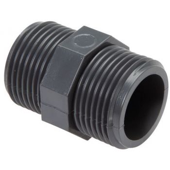 Double nipples with BSPP male thread, PVC-U (only for plastic thread), PN 16