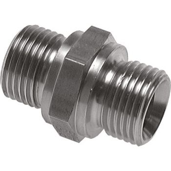 Double nipples with G-thread (60° BSPT hose nipple, male), up to 400 bar