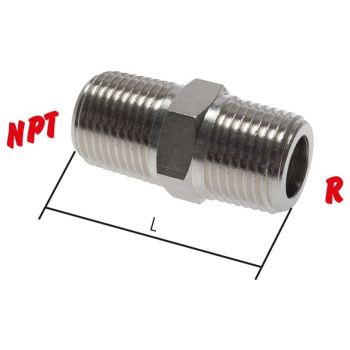 Double nipples with R-threads / NPT-threads, PN 60
