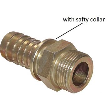 Male threaded nozzles with safety collar