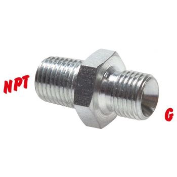 High pressure double nipple with R-threads / NPT-threads, PN 40