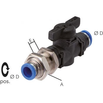 Bulkhead stop cocks with  push-in fitting, Standard