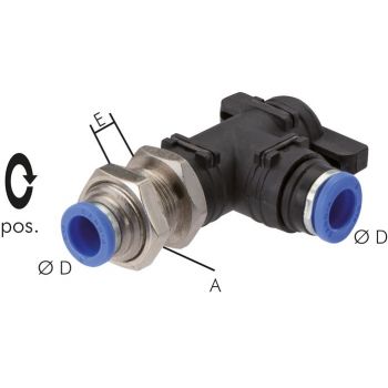 Bulkhead angle stop cocks with push-in fitting, Standard