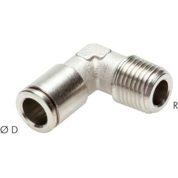 L push-in fittings with BSPT threads (fixed), Nickle Plated Brass