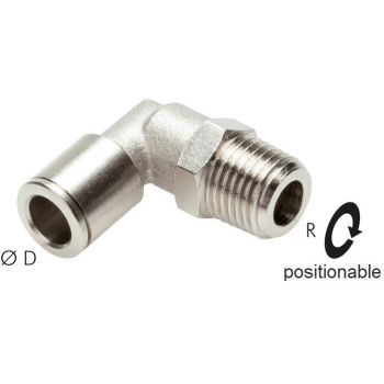 L push-in fittings with BSPT threads (positionable), Nickle Plated Brass