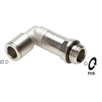 L push-in fittings, long, Nickle Plated Brass
