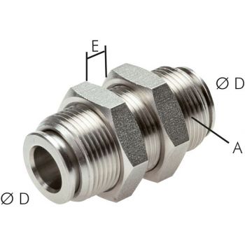 Bulkhead push-in connectors, Stainless Steel