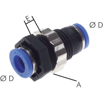 Bulkhead push-in connections made of plastic, Standard