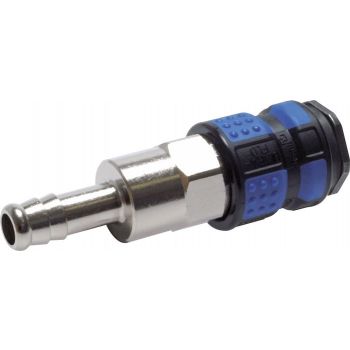 Coupling sockets with hose screw connection, ball lock & plastic sleeve, NW 7.2