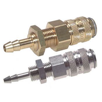 Coupling sockets with hose screw connection & bulkhead thread, NW 5