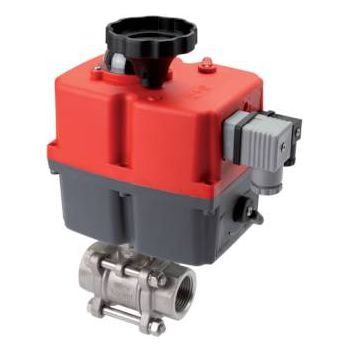 Stainless steel ball valves 3-part, with electric rotary actuators, PN 63