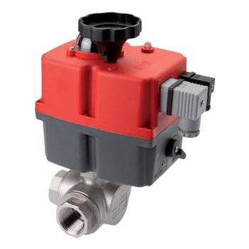 3-way ball valves with electric rotary actuator, PN 40