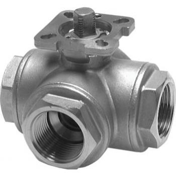 Stainless steel 3-way ball valves with assembly flange according to ISO 5211, PN 63