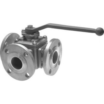 Stainless steel 3-way flanged ball valves, full bore, PN 16
