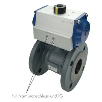 Flanged ball valves, 2-piece, with pneumatic rotary actuator, PN 16/40