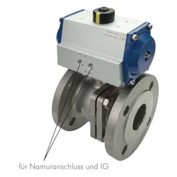 Stainless steel flanged ball valves, 2-piece, with pneumatic rotary actuator, PN 16/40