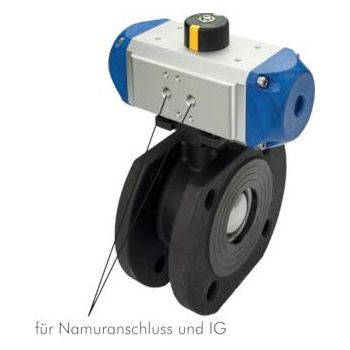 Compact, flanged ball valves with pneumatic rotary actuator, PN 16/40