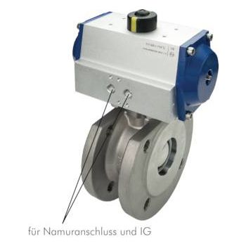 Stainless steel, compact, flanged ball valves with pneumatic rotary actuator, PN 16/40