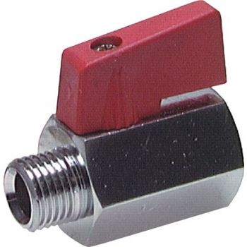 Mini-ball valves with butterfly handle on one side / screwdriver actuation, PN 15