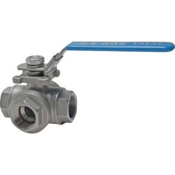 Stainless steel 3-way ball valves, PN 63 (Eco-line)