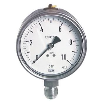 Pressure gauges, vertical Ø 100 mm, stainless steel - chemical, Class 1.0