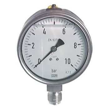 Glycerine pressure gauges vertical Ø 100 mm, stainless steel - chemical, Class 1.0