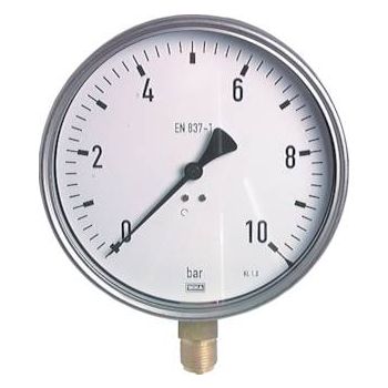 Vertical pressure gauge Ø 160 mm nickel chromium steel/brass, robust, Class 1.0