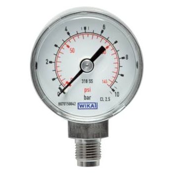 Pressure gauge, vertical, Ø 40, 50 mm nickel chromium steel, Class 2.5