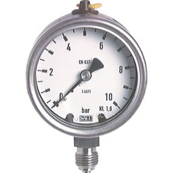 Pressure gauges, vertical Ø 63 mm, stainless steel - chemical, Class 1.6