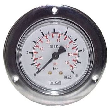 Built-in pressure gauge with large front ring for panel mounting, Class 2.5