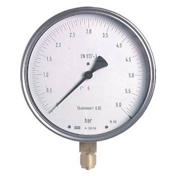 Precision pressure gauges, vertical, Ø 160 mm, nickel chromium steel / brass, Class 0.6