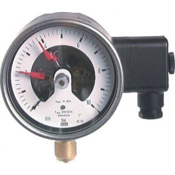 Contact pressure gauge, vertical, Ø 100, 160 mm nickel chromium steel/brass, Class 1.0/2.5