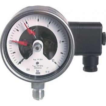 Stainless steel safety contact pressure gauge, vertical, Ø 100 mm-Class 1.0