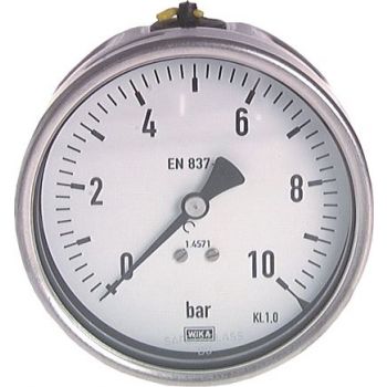 Pressure gauge, horizontal, Ø 63, 100 mm, for chemicals, Class 1.6 / 1.0