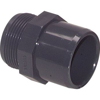 Connector with adhesive socket / adhesive nipple & male thread, PVC-U (only for plastic thread), PN 16