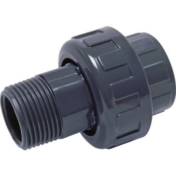 Screw connections with adhesive socket and male thread, PVC-U (only for plastic thread), PN 16