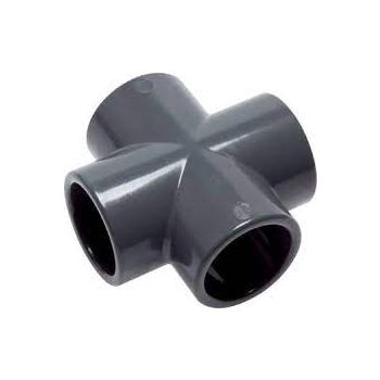 Cross piece adhesive sockets, PVC-U, 63mm