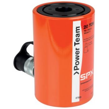 Single-acting hollow piston type cylinder with spring return, 10-100 tons lifting force