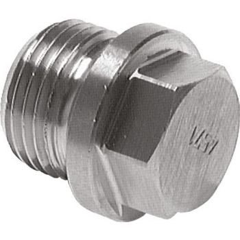 Closing plug with external hexagon and collar, BSPP thread, up to 40 bar