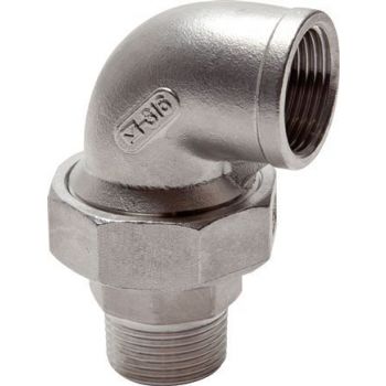 Elbow screw connections with female and male thread - flat sealing, up to 25 bar