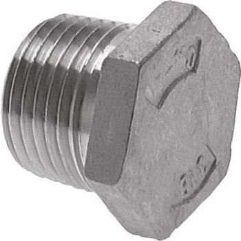 Closing plug with external hexagon, tapered thread, up to 16 bar