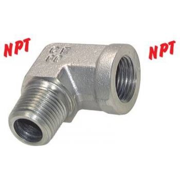 Screw-in elbow 90° with NPT thread (internal / external), up to 275 bar