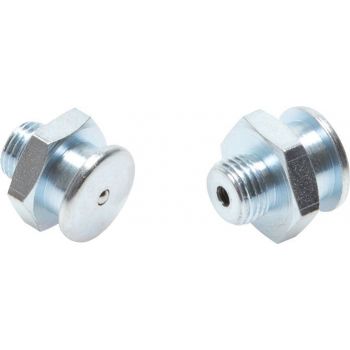Straight flat grease nipple, head diameter 16 mm, DIN 3404