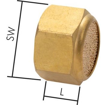 Silencer made from sintered bronze with female thread